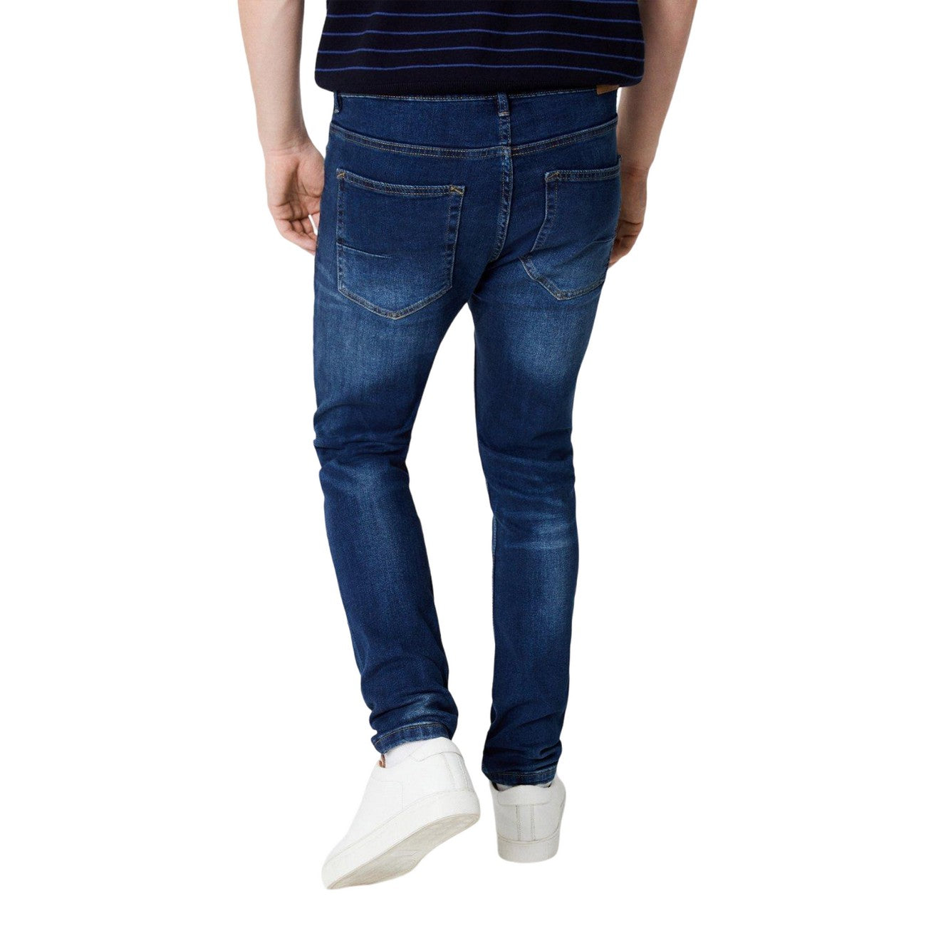 Mid Blue - Back - Burton Mens Skinny Jeans