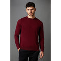 Burgundy - Front - Burton Mens Rich Cotton Crew Neck Jumper