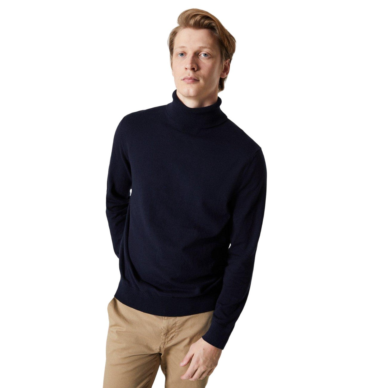Black - Front - Burton Mens Rich Cotton Roll Neck Jumper