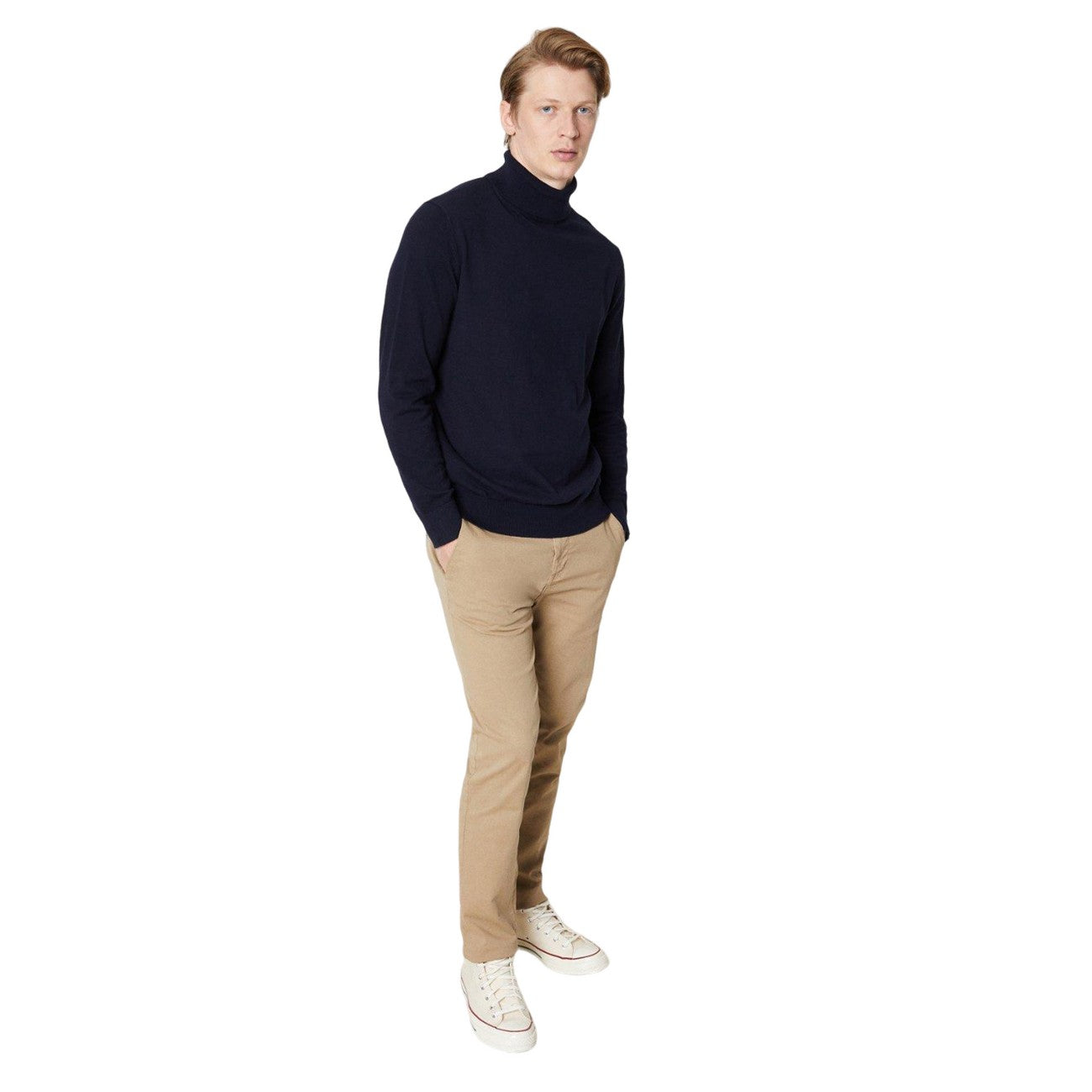 Black - Side - Burton Mens Rich Cotton Roll Neck Jumper