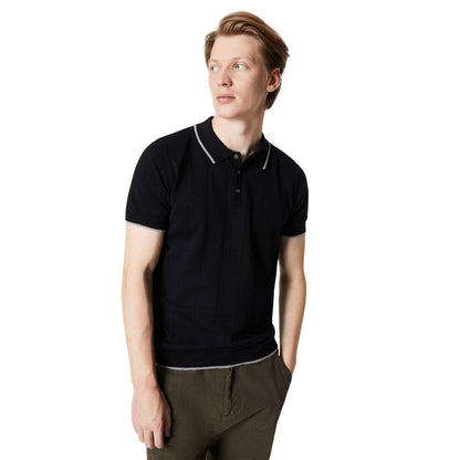 Black - Front - Burton Mens Knitted Pointelle Polo Shirt
