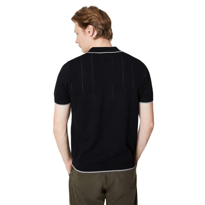 Black - Back - Burton Mens Knitted Pointelle Polo Shirt