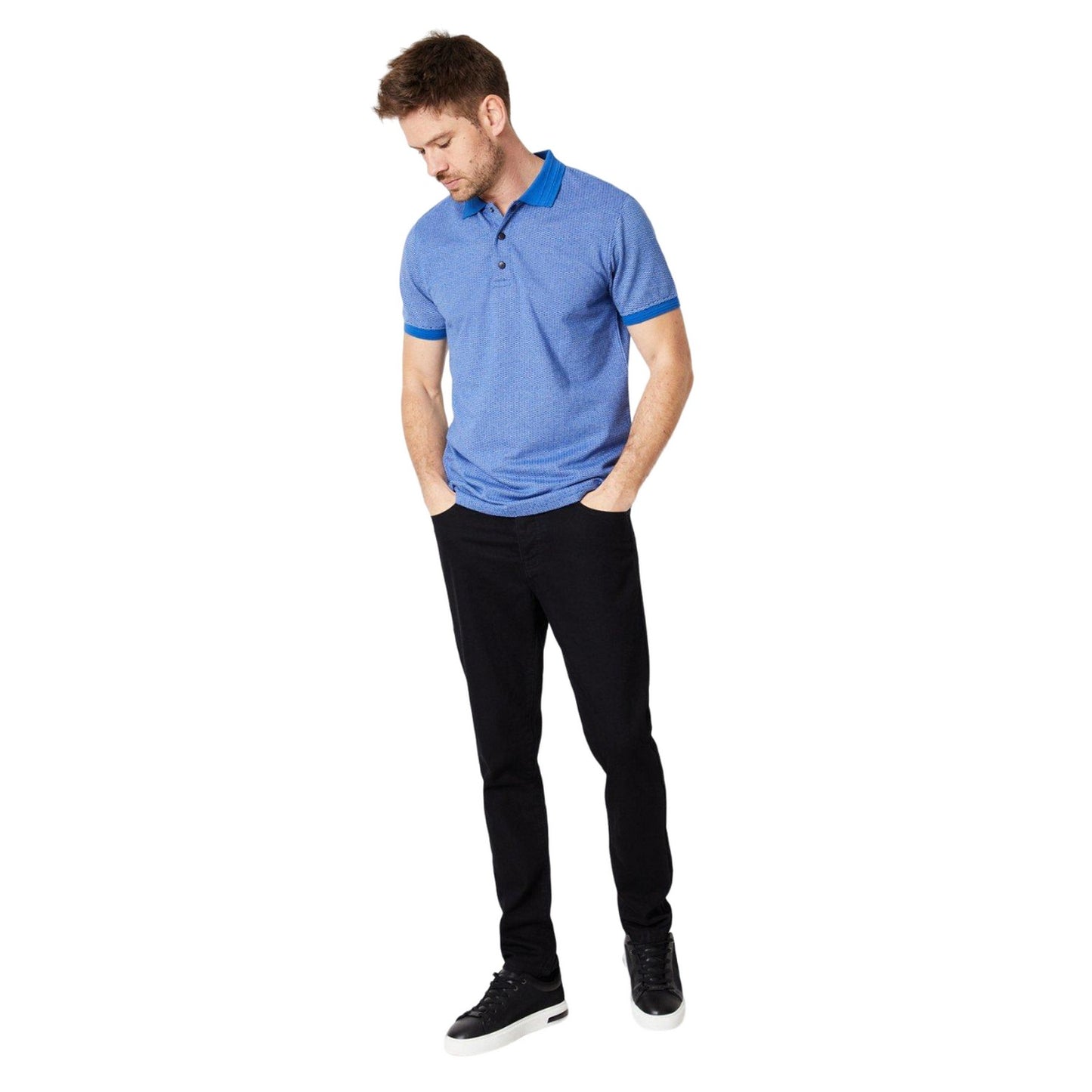 Blue - Lifestyle - Burton Mens Dash Jacquard Polo Shirt