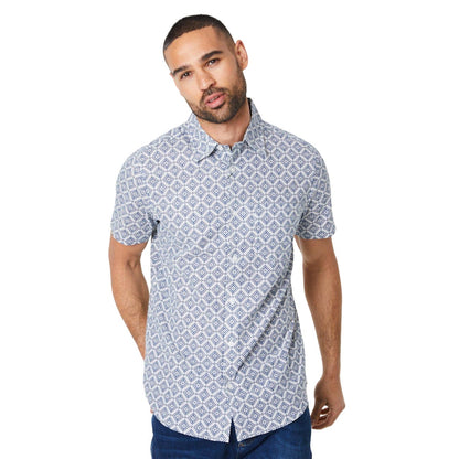 Blue - Front - Burton Mens Diamond Tile Print Short-Sleeved Shirt