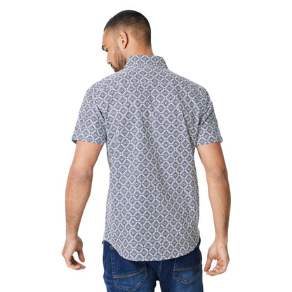 Blue - Back - Burton Mens Diamond Tile Print Short-Sleeved Shirt