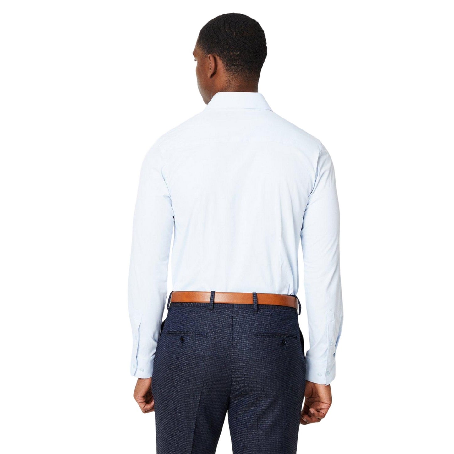 Blue - Back - Burton Mens Easy-Iron Skinny Formal Shirt