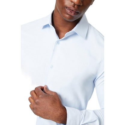 Blue - Side - Burton Mens Easy-Iron Skinny Formal Shirt