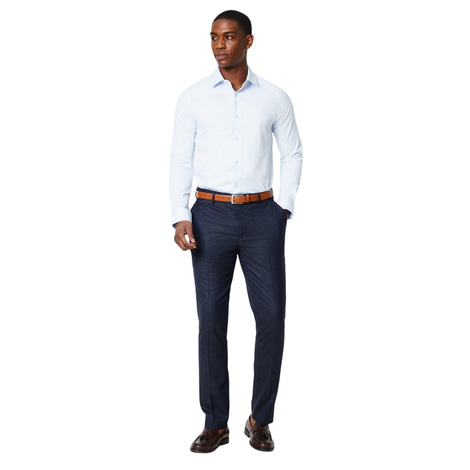 Blue - Lifestyle - Burton Mens Easy-Iron Skinny Formal Shirt