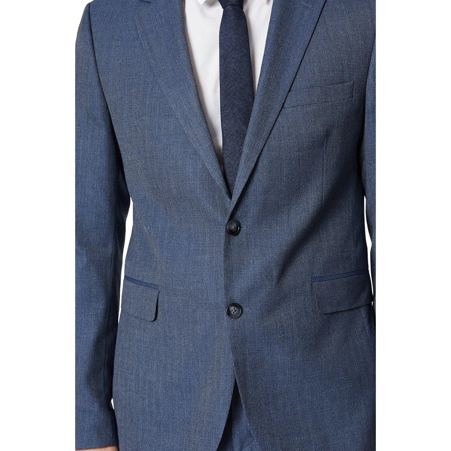 Dusty Blue - Side - Burton Mens Textured Wedding Suit Jacket