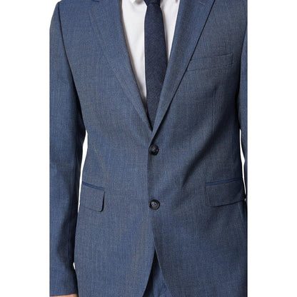 Dusty Blue - Side - Burton Mens Textured Wedding Suit Jacket
