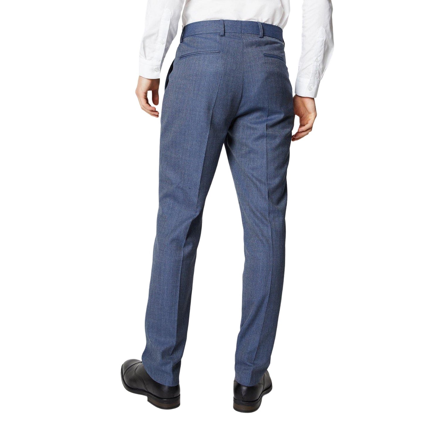 Dusty Blue - Back - Burton Mens Textured Wedding Suit Trousers