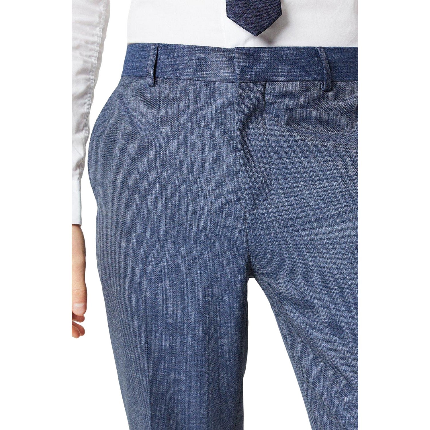 Dusty Blue - Side - Burton Mens Textured Wedding Suit Trousers