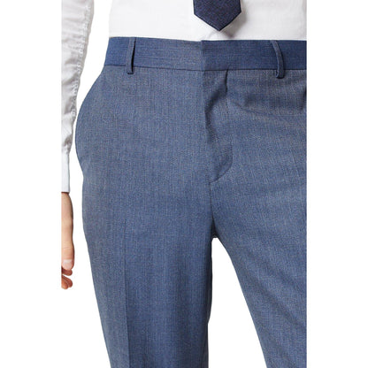 Dusty Blue - Side - Burton Mens Textured Wedding Suit Trousers