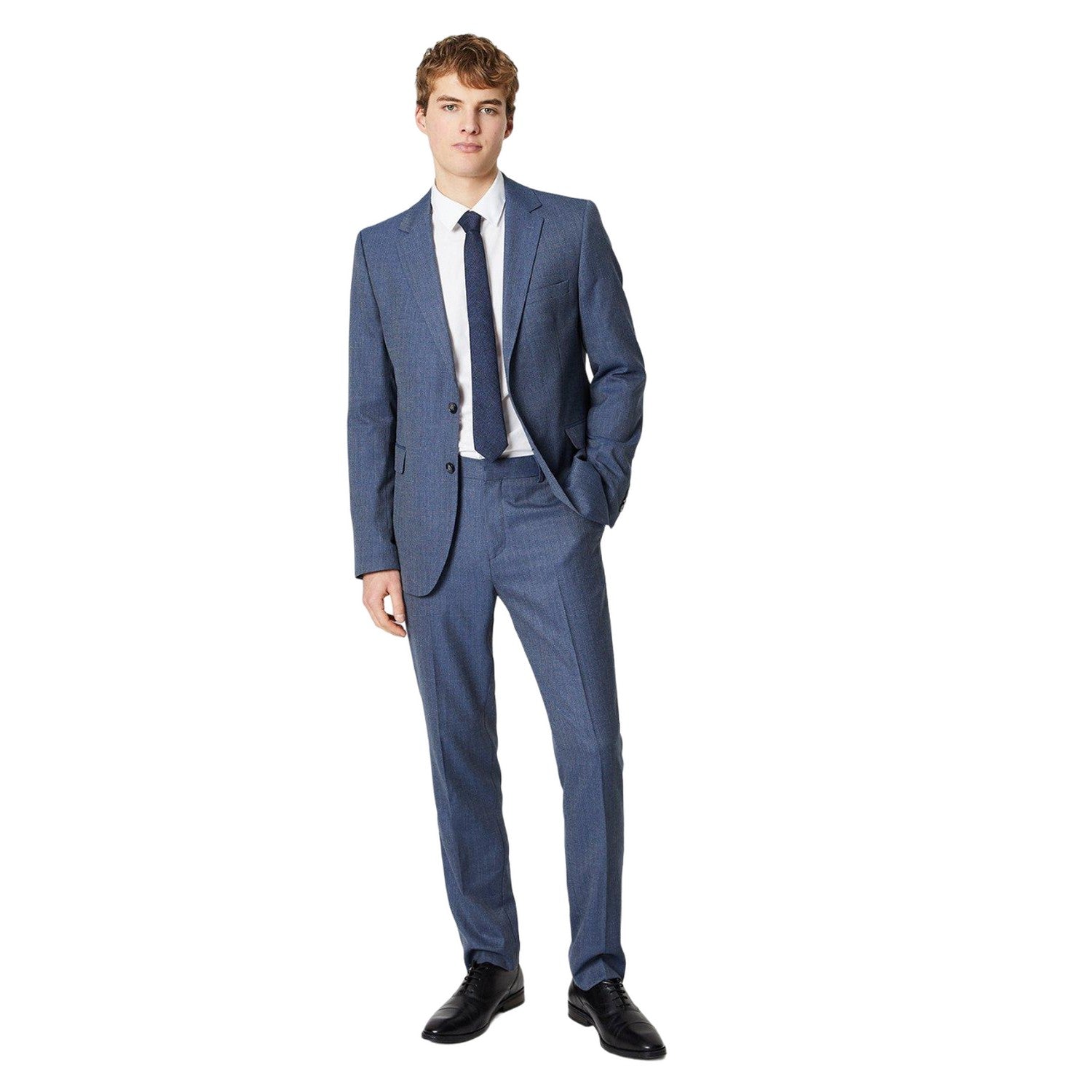Dusty Blue - Lifestyle - Burton Mens Textured Wedding Suit Trousers