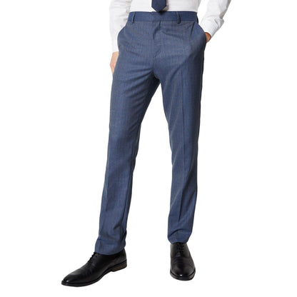 Dusty Blue - Front - Burton Mens Textured Wedding Suit Trousers