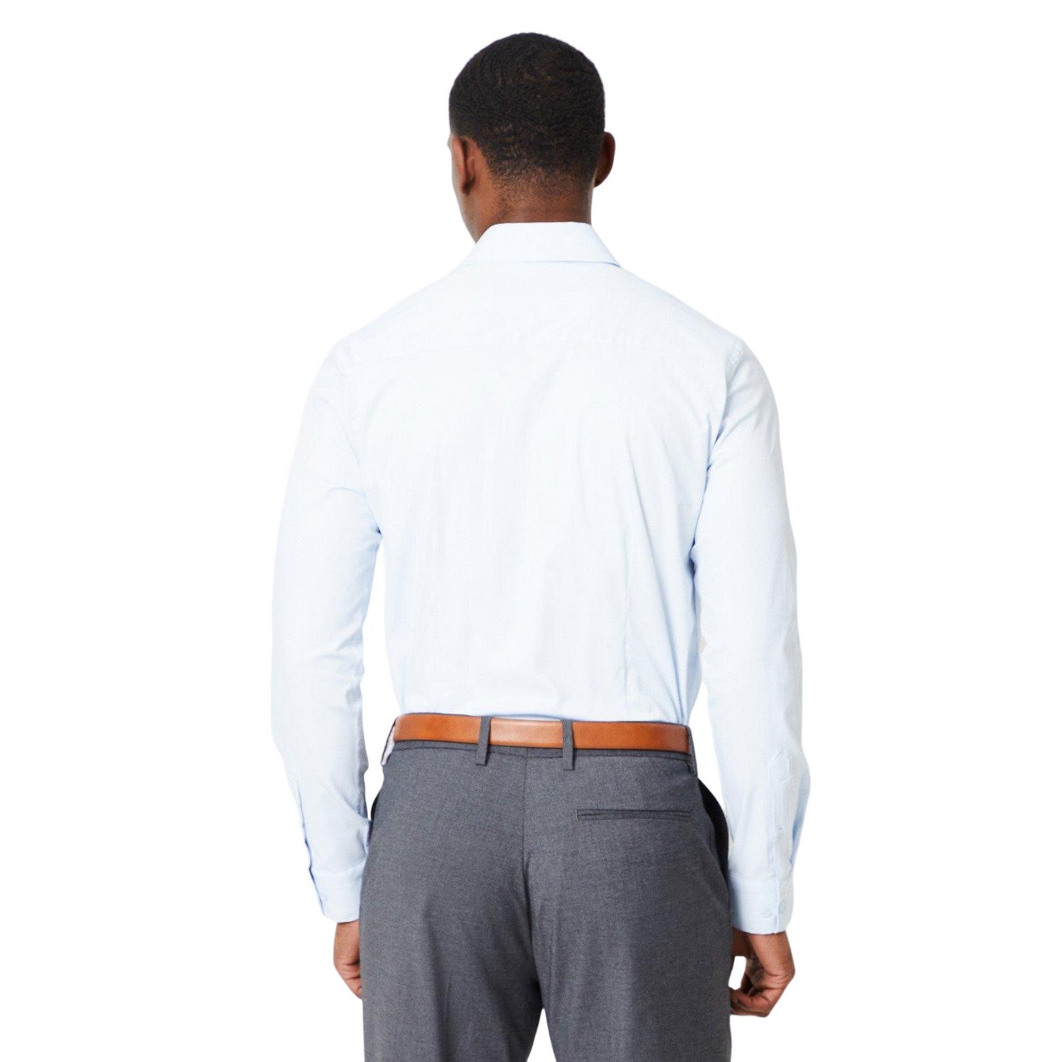 Blue - Back - Burton Mens Easy-Iron Tailored Long-Sleeved Formal Shirt