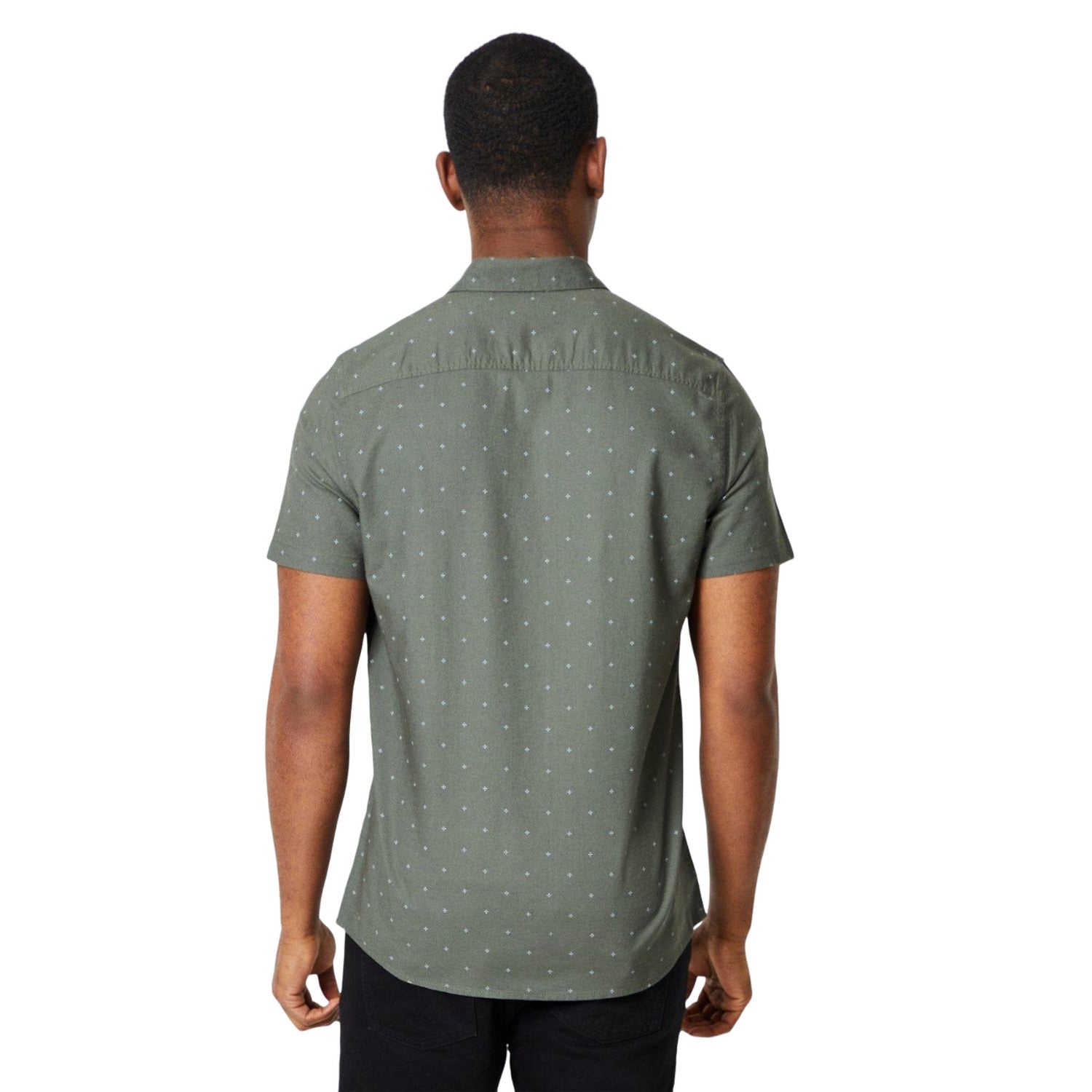 Khaki Green - Back - Burton Mens Ditsy Print Short-Sleeved Shirt
