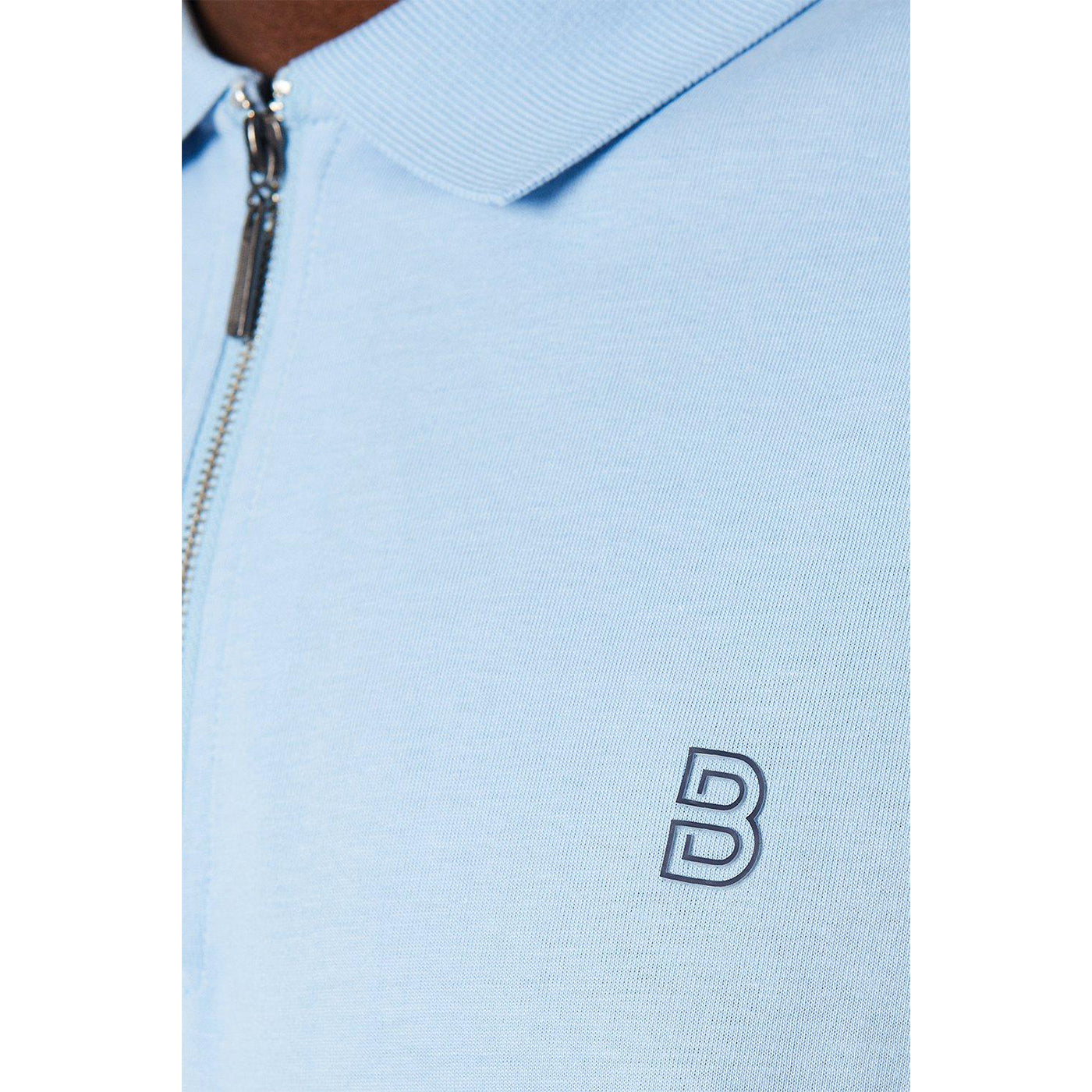Mid Blue - Side - Burton Mens Zipped Polo Shirt