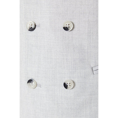 Grey - Side - Burton Mens Heathered Slim Wedding Waistcoat