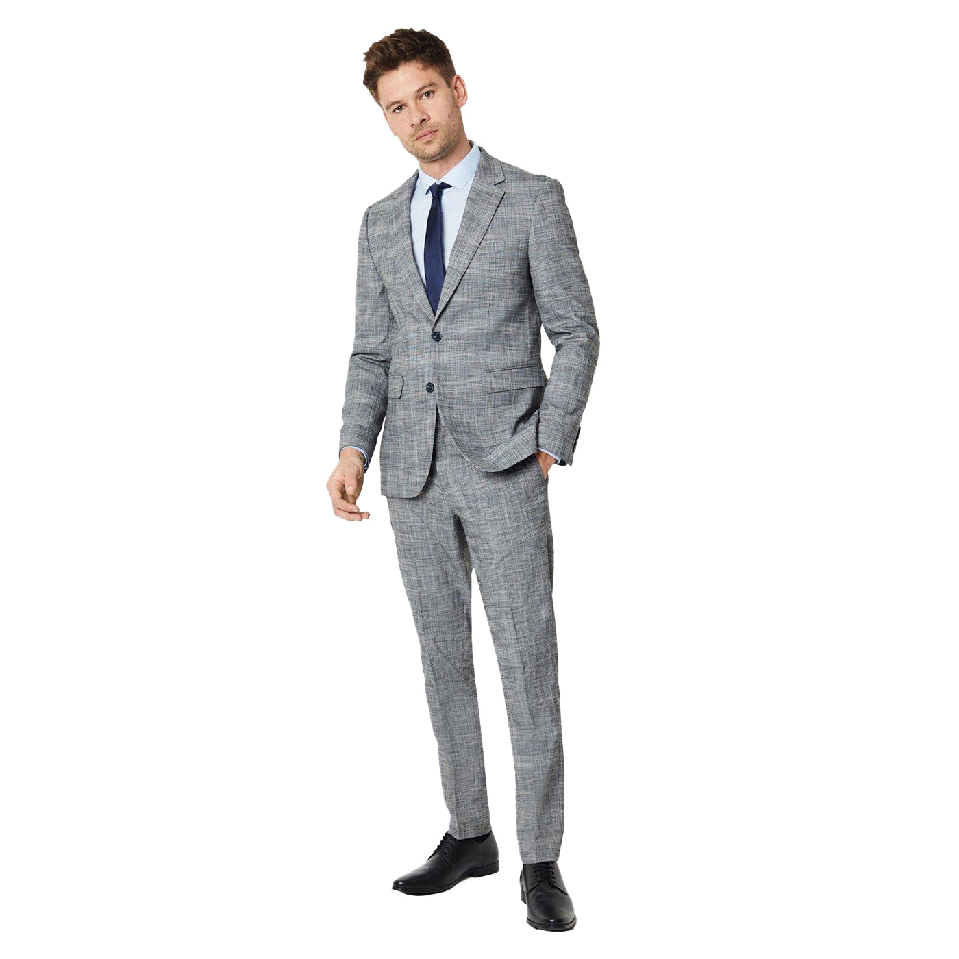 Neutral - Lifestyle - Burton Mens Slub Textured Wedding Suit Trousers