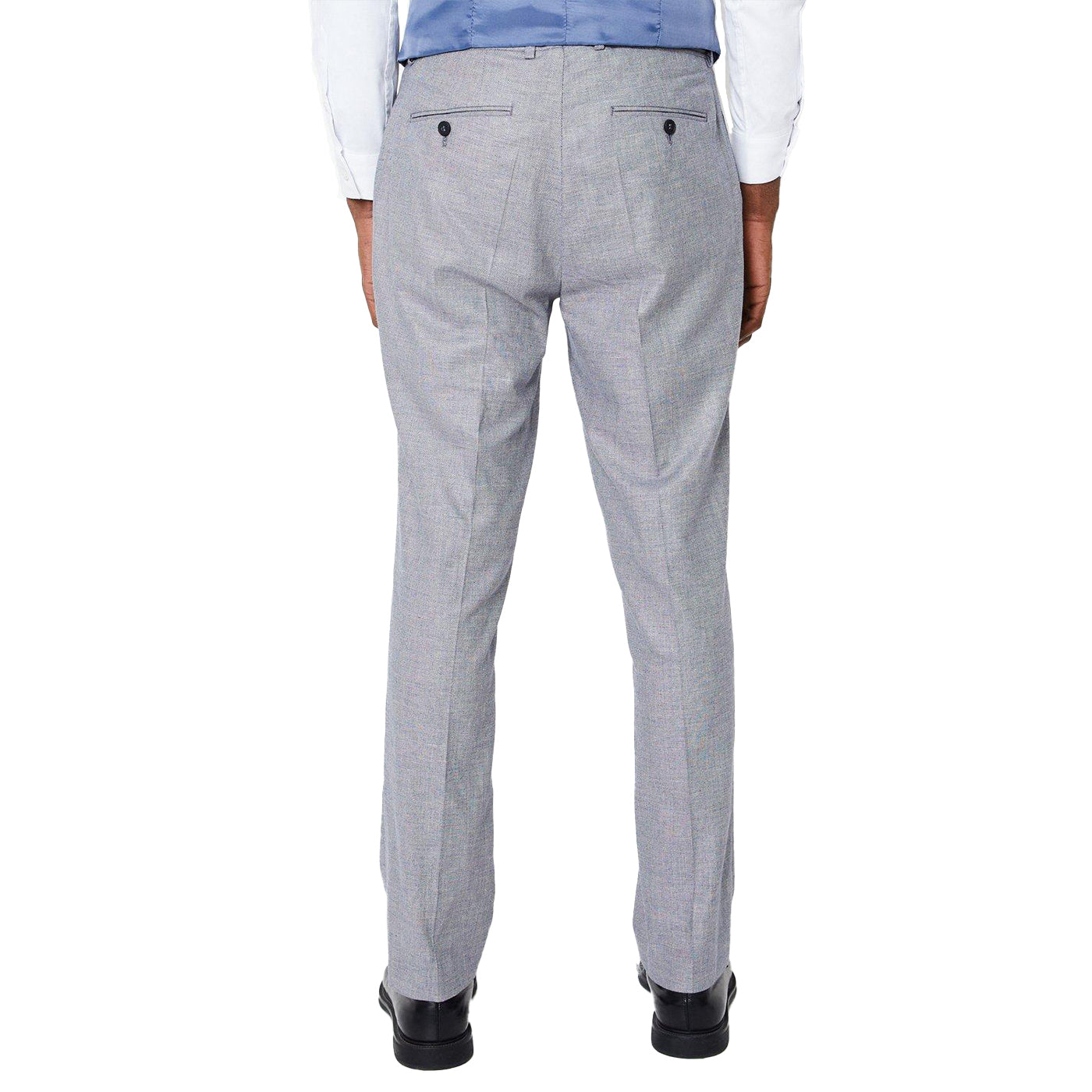 Grey Blue - Back - Burton Mens Linen Blend Slim Wedding Suit Trousers