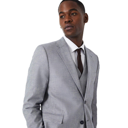 Grey Blue - Side - Burton Mens Linen Blend Slim Wedding Suit Trousers