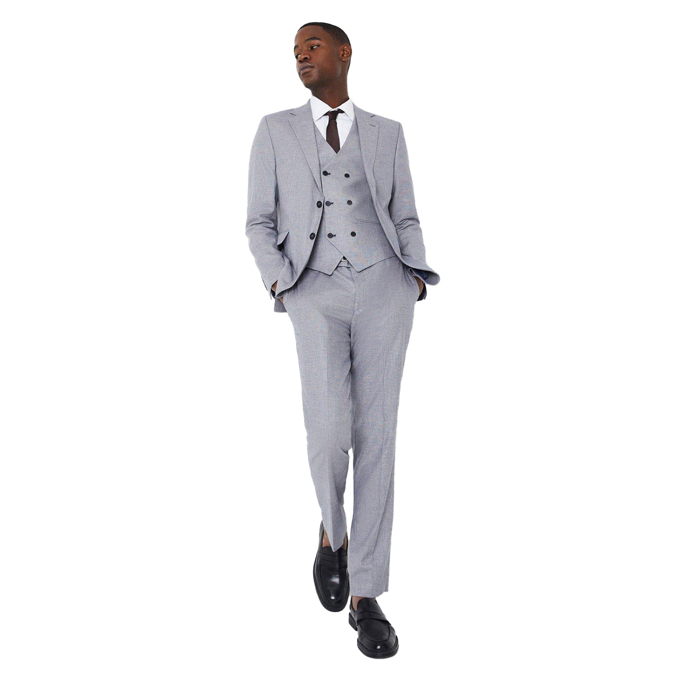 Grey Blue - Lifestyle - Burton Mens Linen Blend Slim Wedding Suit Trousers
