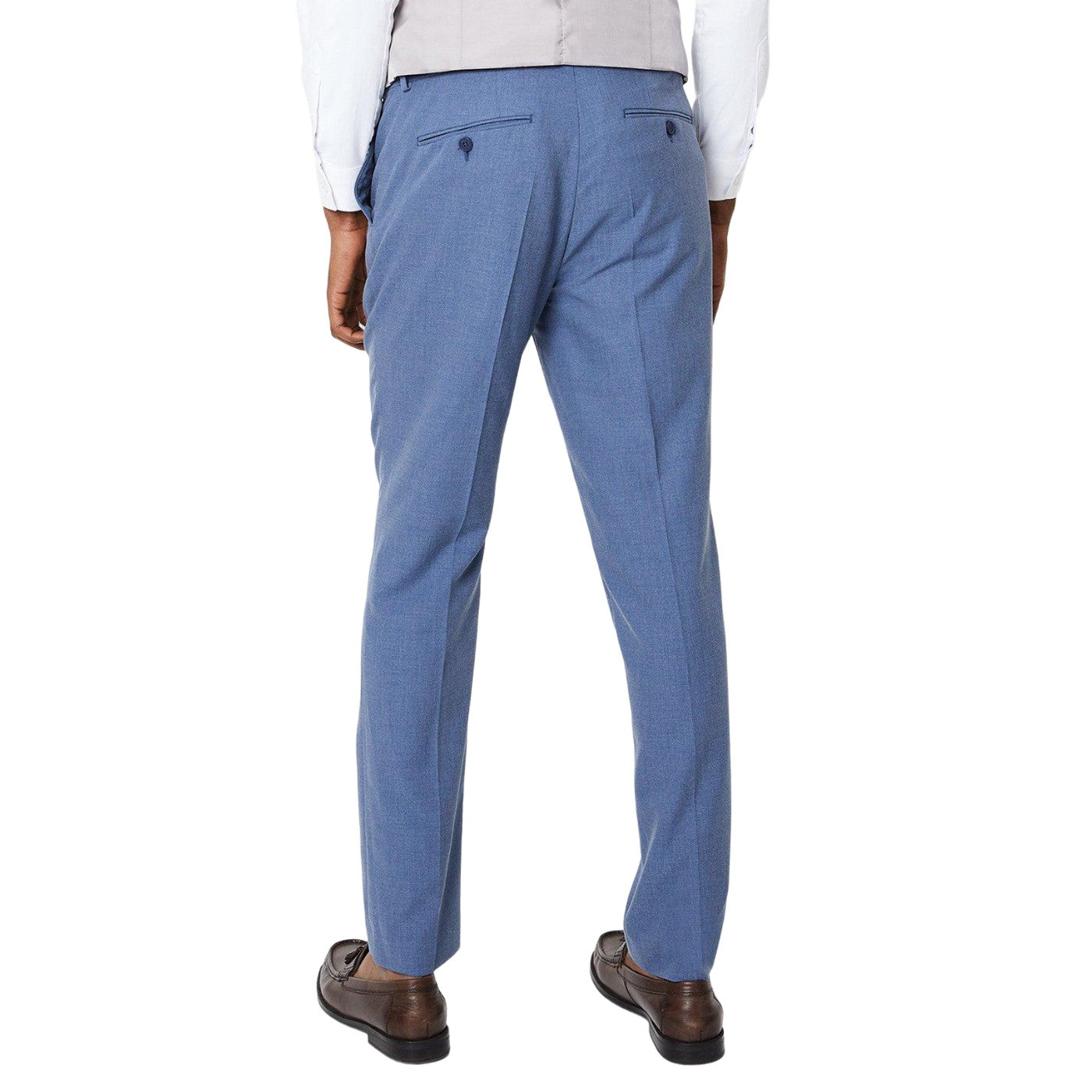 Blue - Back - Burton Mens Peak Lapel Slim Wedding Suit Trousers