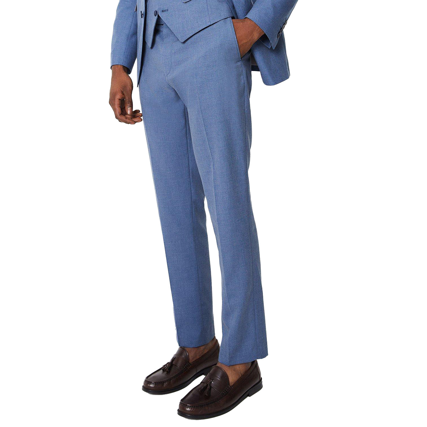 Blue - Front - Burton Mens Peak Lapel Slim Wedding Suit Trousers