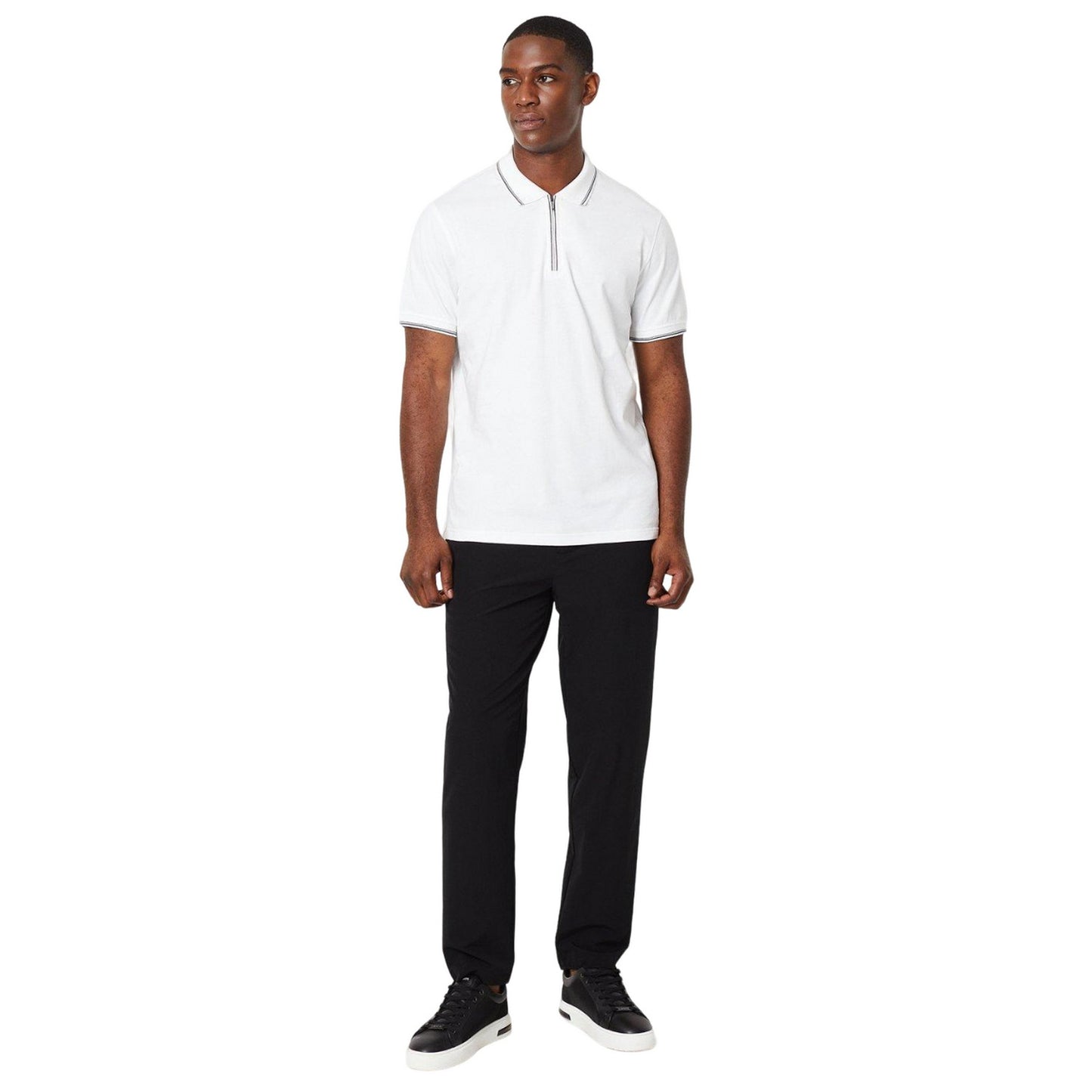 White - Side - Burton Mens Fine Tipped Polo Shirt
