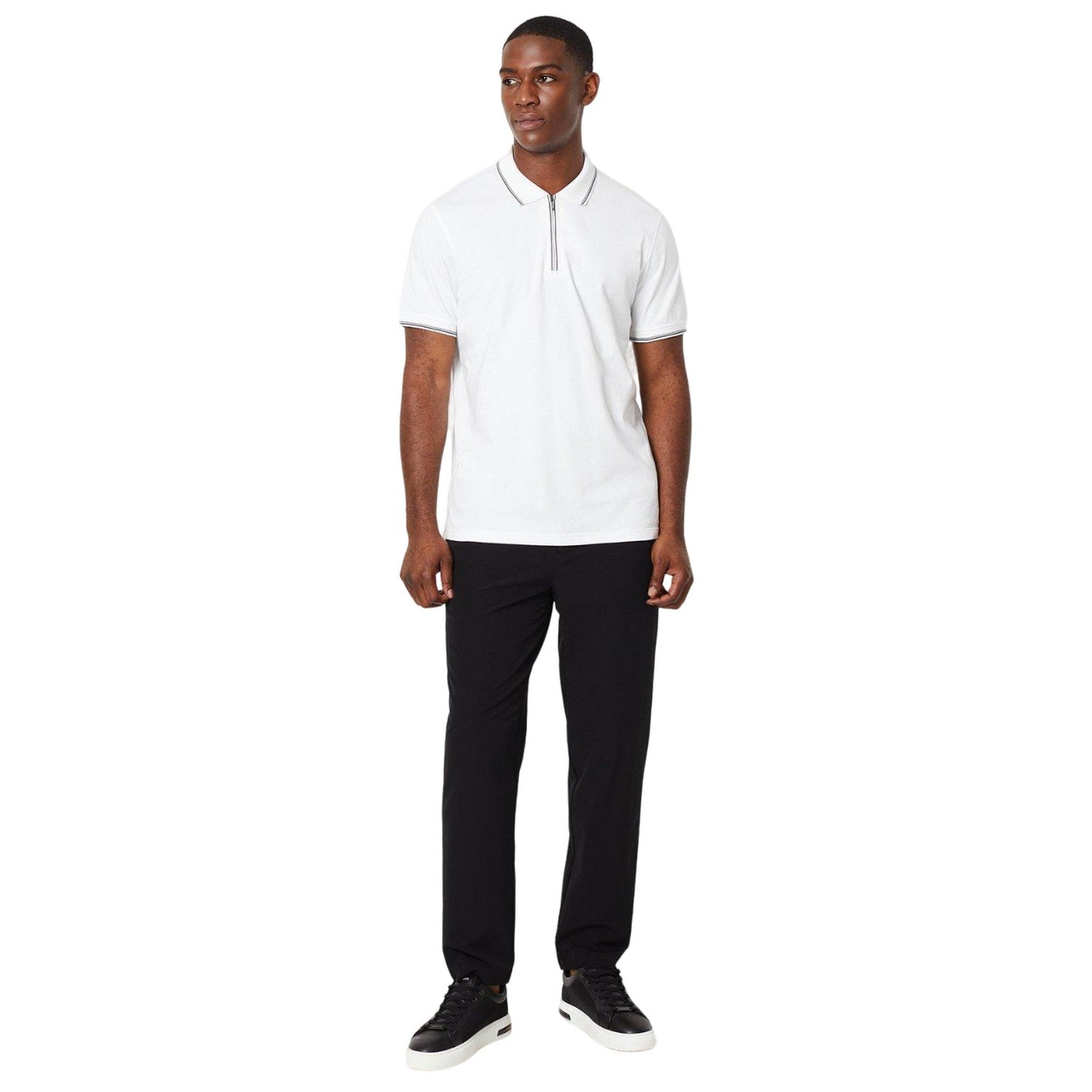White - Side - Burton Mens Fine Tipped Polo Shirt