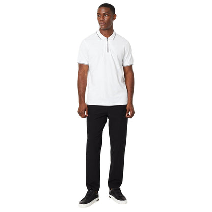 White - Side - Burton Mens Fine Tipped Polo Shirt