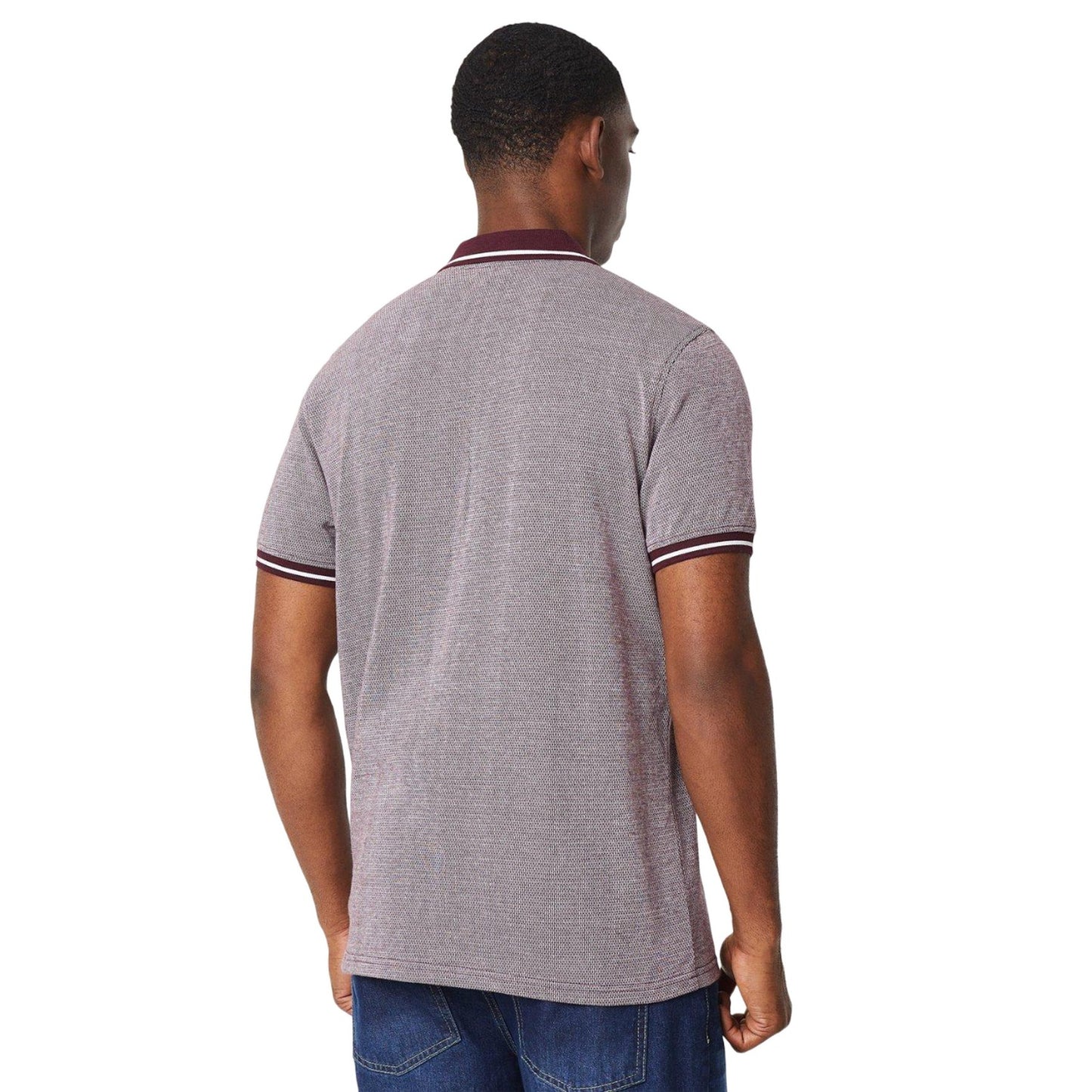 Burgundy - Back - Burton Mens Jacquard Polo Shirt