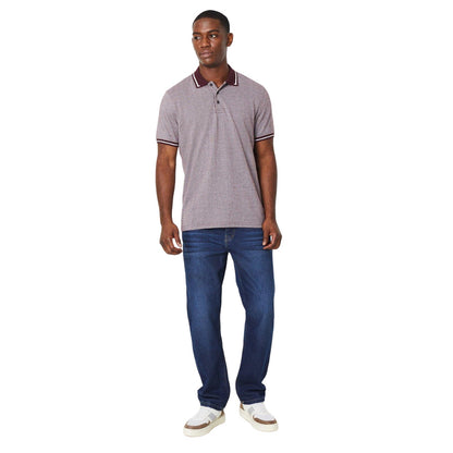 Burgundy - Side - Burton Mens Jacquard Polo Shirt