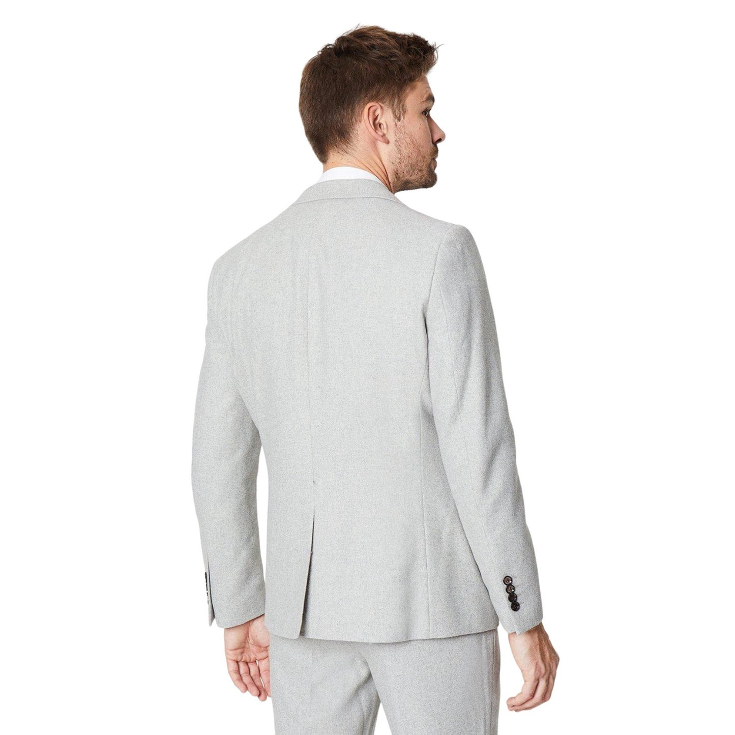 Grey - Back - Burton Mens Tweed Single-Breasted Slim Suit Jacket