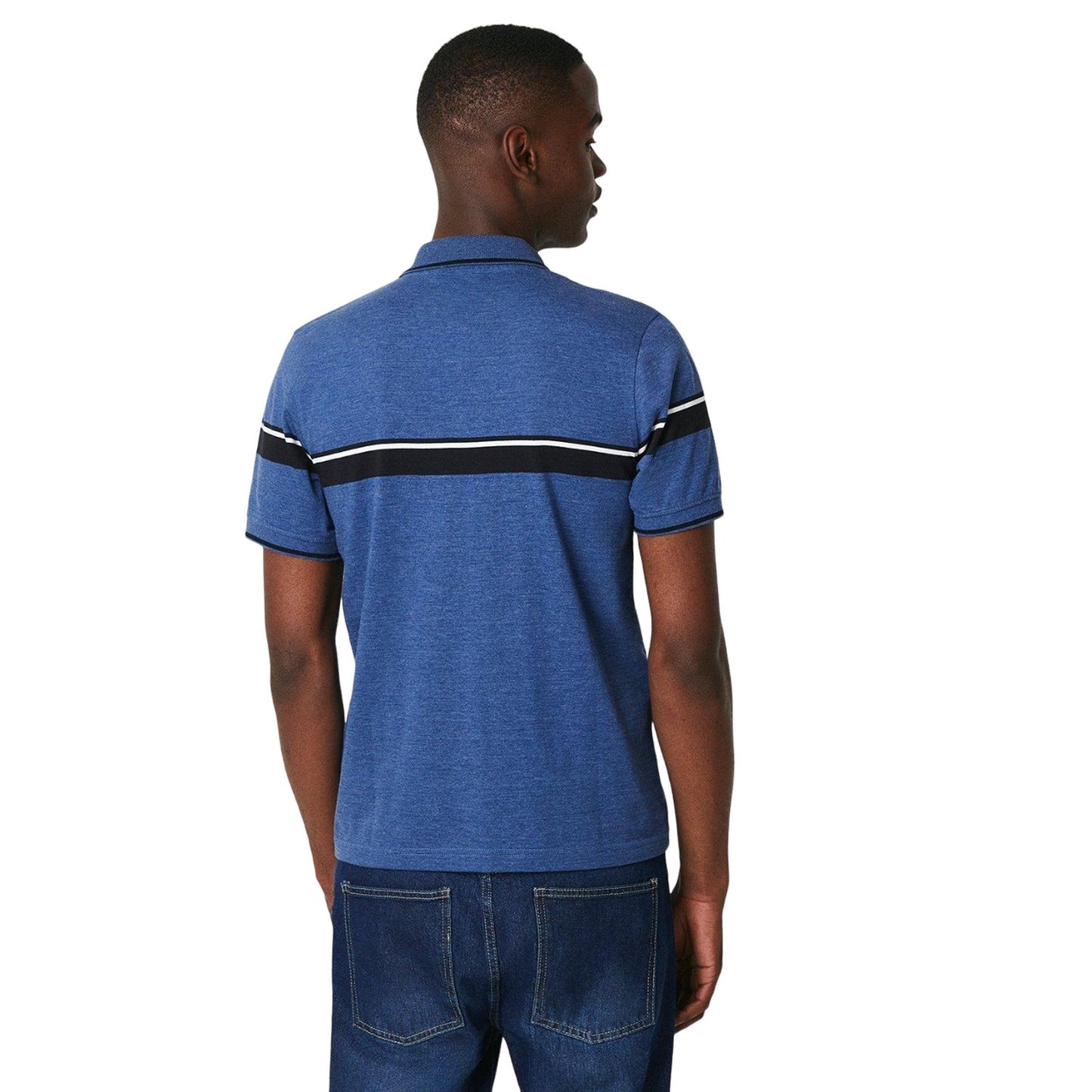 Blue - Back - Burton Mens Placement Chest Stripe Polo Shirt