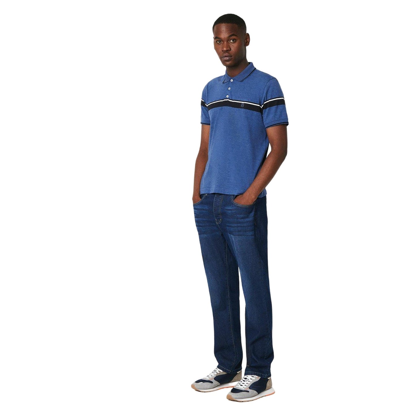 Blue - Side - Burton Mens Placement Chest Stripe Polo Shirt