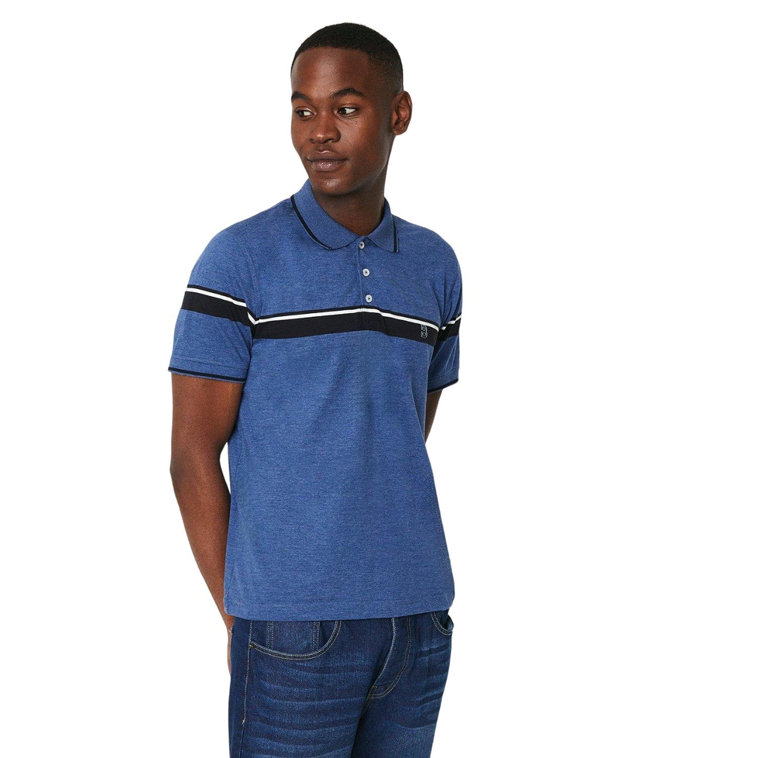 Blue - Front - Burton Mens Placement Chest Stripe Polo Shirt