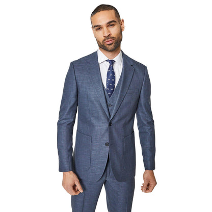 Navy - Front - Burton Mens Linen Effect Suit Jacket