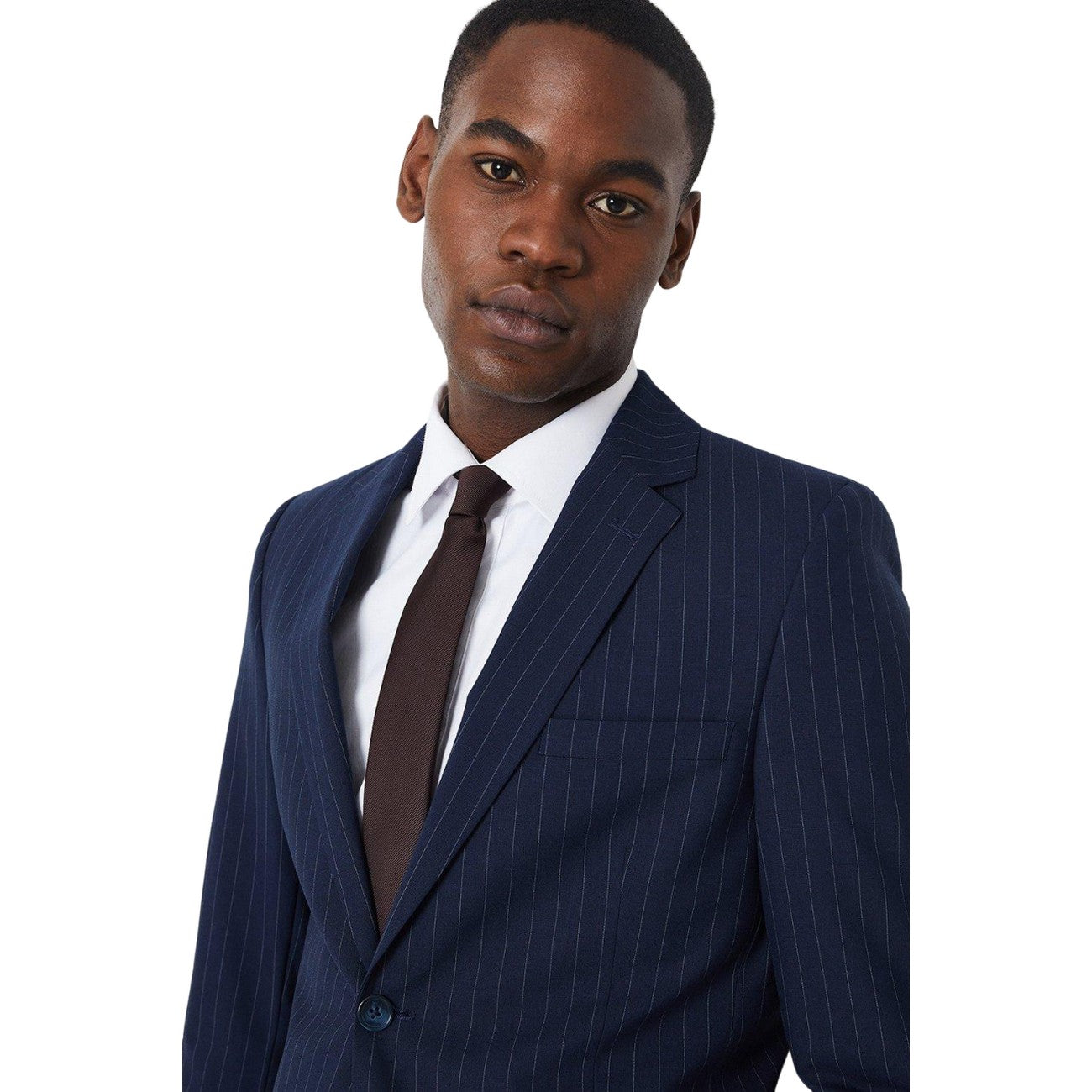 Grey - Side - Burton Mens Fine Stripe Suit Jacket