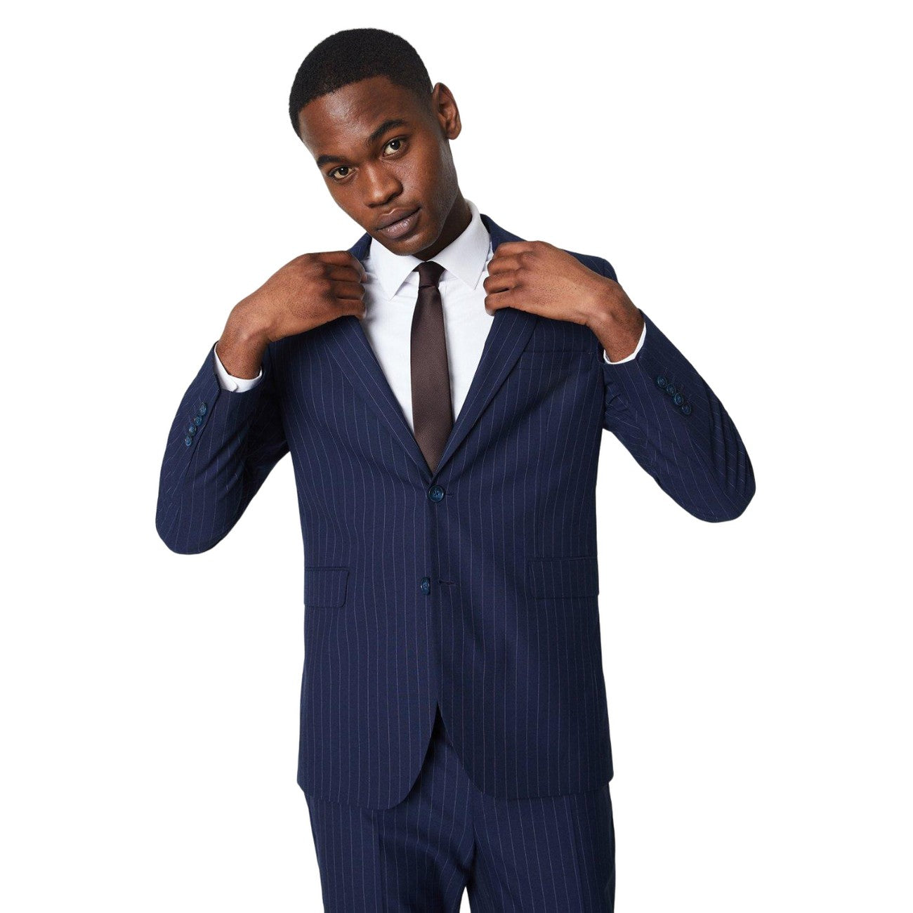 Grey - Front - Burton Mens Fine Stripe Suit Jacket