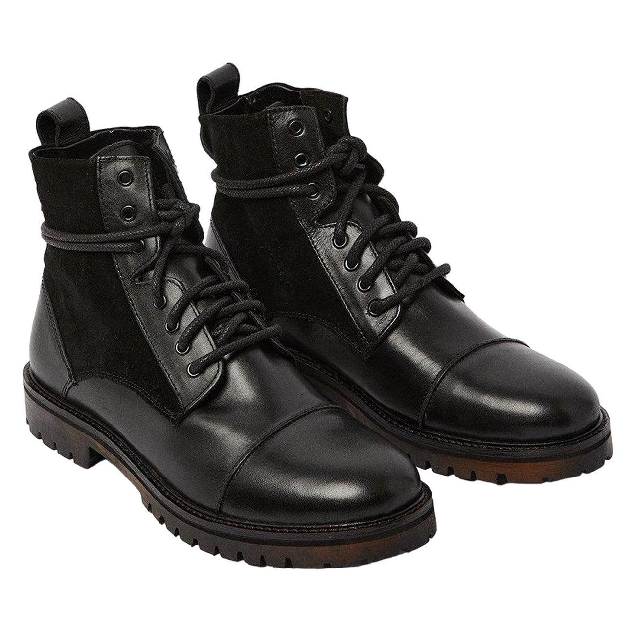 Black - Front - Burton Mens Brighton Leather Lace Up Boots