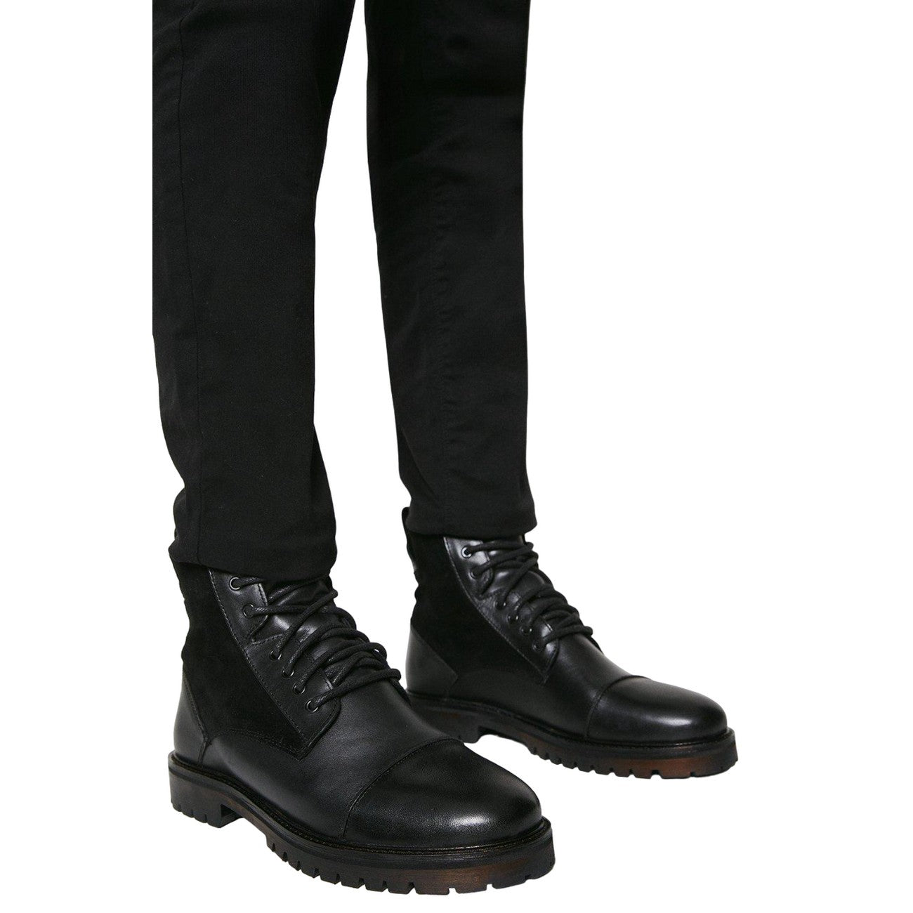 Black - Side - Burton Mens Brighton Leather Lace Up Boots