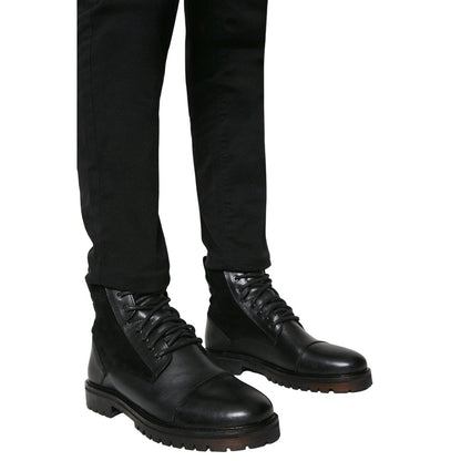 Black - Side - Burton Mens Brighton Leather Lace Up Boots
