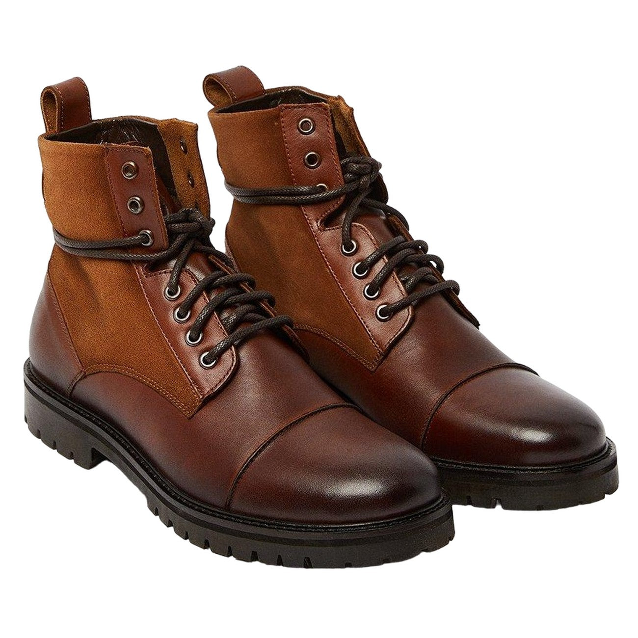 Dark Brown - Front - Burton Mens Brighton Leather Lace Up Boots