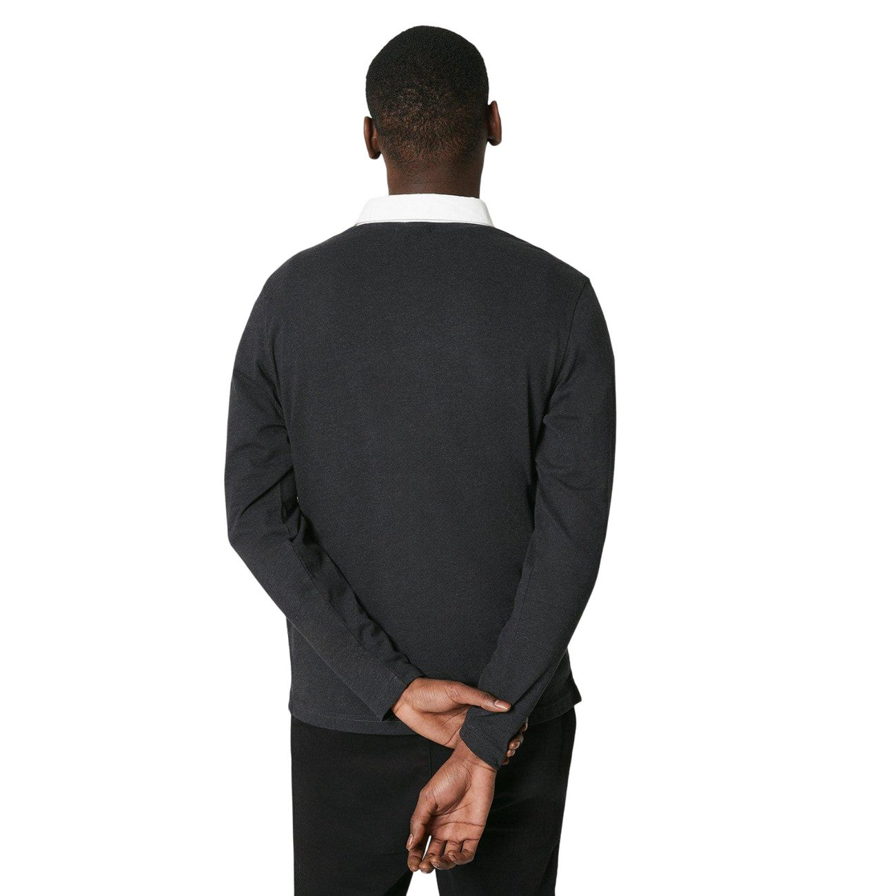 Dark Grey - Back - Burton Mens Embroidered Rugby Shirt