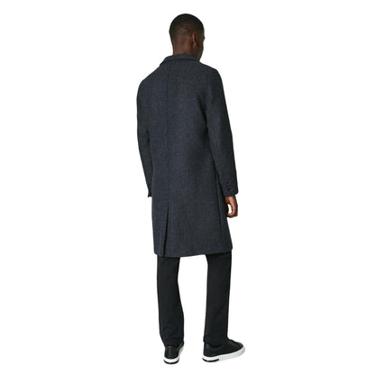 Charcoal - Back - Burton Mens Textured Wool Three Button Overcoat