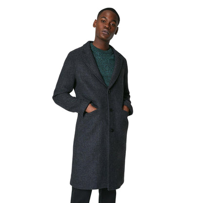 Charcoal - Front - Burton Mens Textured Wool Three Button Overcoat