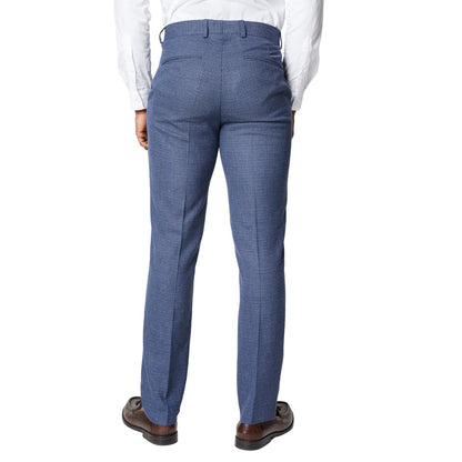 Blue - Back - Burton Mens Puppytooth Suit Trousers