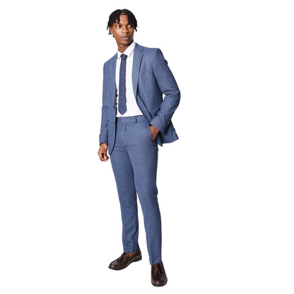 Blue - Side - Burton Mens Puppytooth Suit Trousers